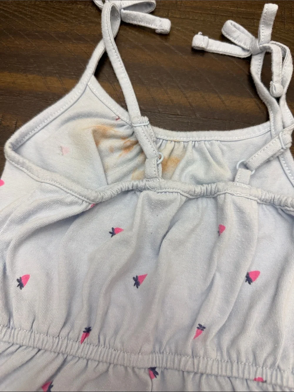 Cat & Jack Light Blue Romper with Pink Strawberry Motif